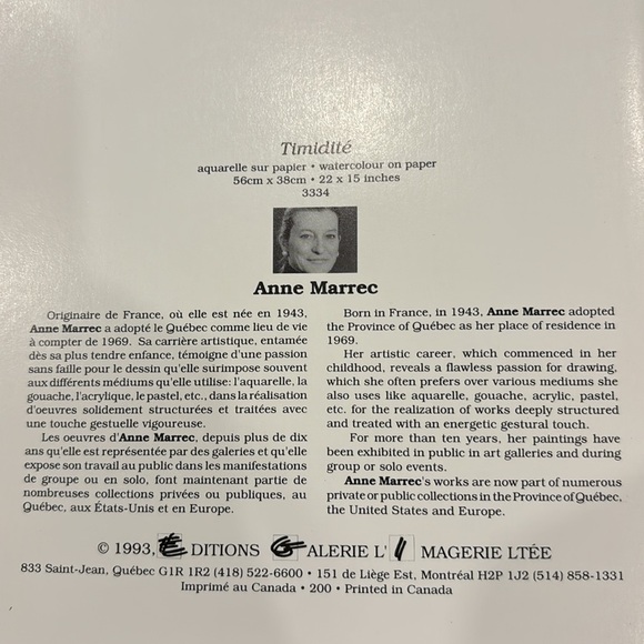 Art Cards by Quebec Artist Anne Marrec $6 add on - Picture 5 of 6